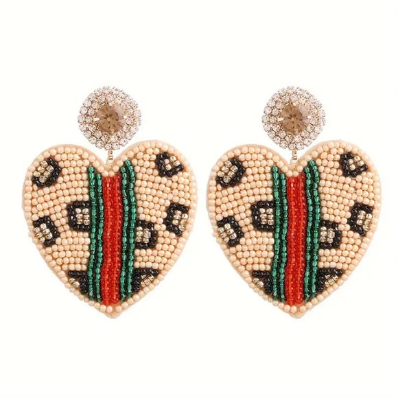 Fashion Heart Beaded Earrings - Picture 6 of 7